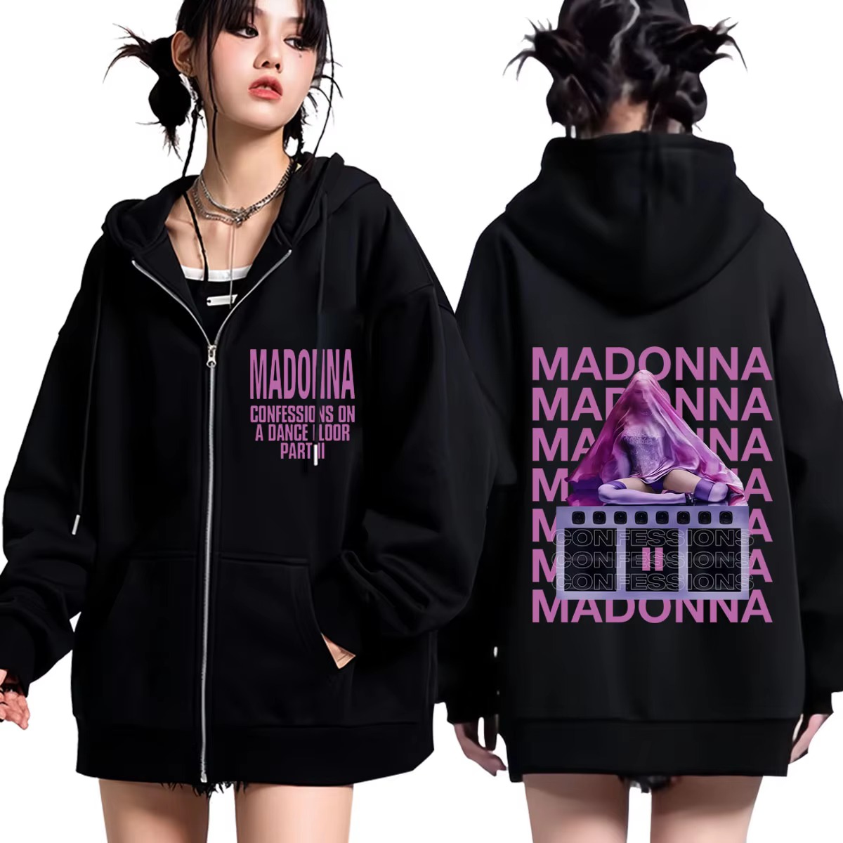 Mens Fashion Zip Up Hoodies - Madonna CONFESSIONS II Album Tour 2026