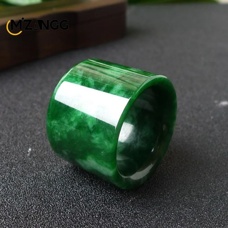 Men Fashion Rave - Natural Myanmar Jadeite Ring Chinese Carving
