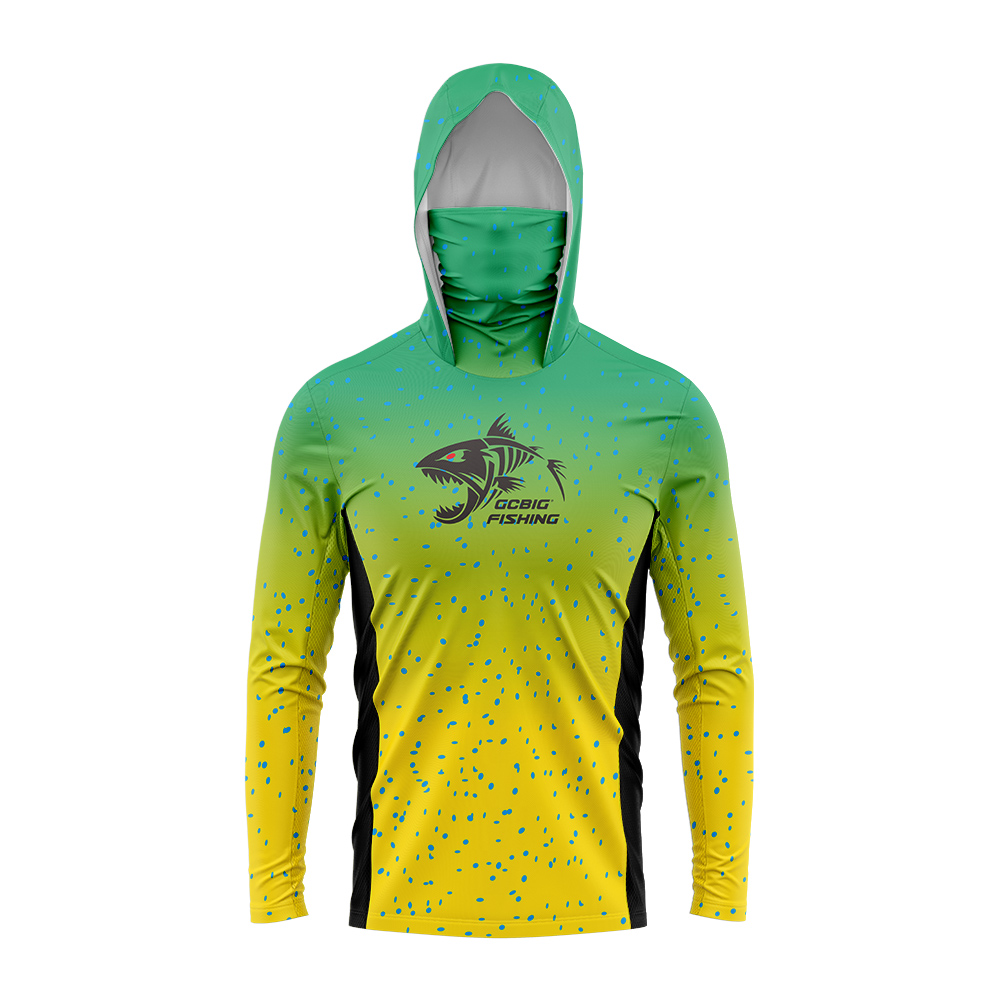 Mens Fashion Casual - Gradient Green‑Yellow Skeleton Fish Men Fishing