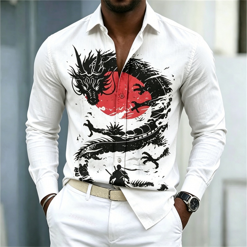 Mens Fashion Casual - 2026 New Men's Shirt White Black