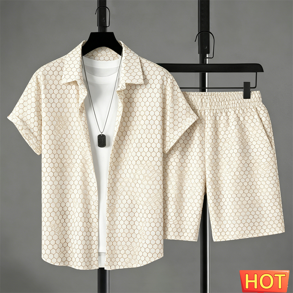 Men Fashion Upper - Summer Outfits Man Shirt Set Gradient