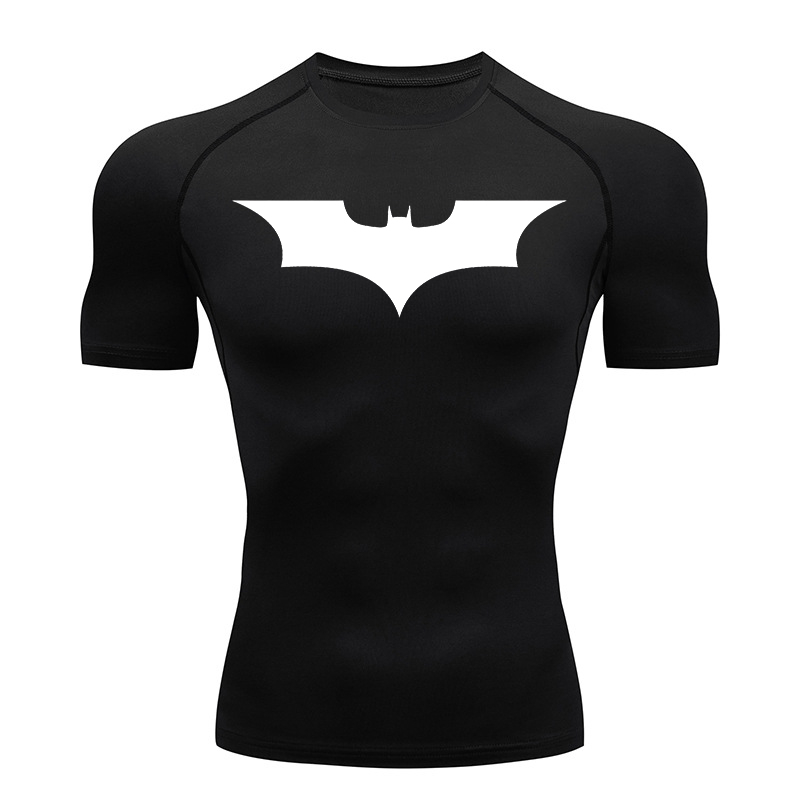 Compression Shirt Workout - Bat Print Compression Shirts for Men