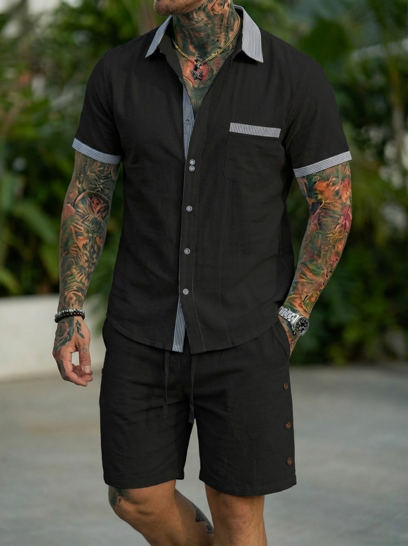 Men'S Fashion Polo - Men's Fashion Cuban Style Shirt Set