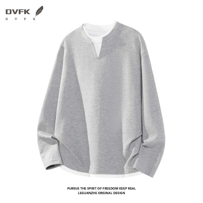 Mens Fashion Casual - Men Fake Two Piece Long Sleeve