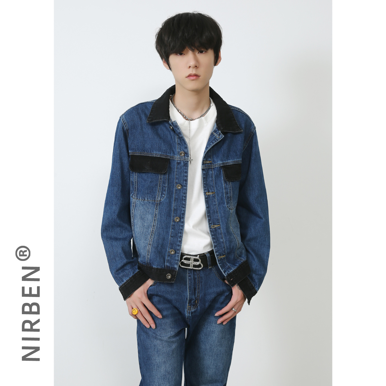 Mens Fashion Denim Jacket - Denim New Denim Jacket Set Male