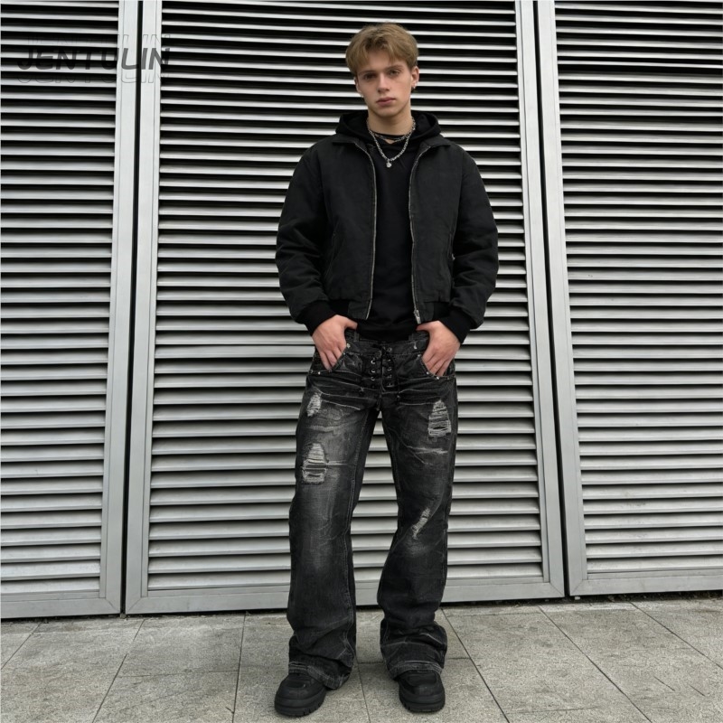 Y2K Retro Jeans Damaged Washed - Men'S Fashion Jeans And Boots recension och pris