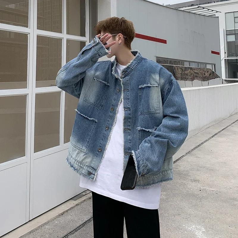 American Retro Hip Pop Raw Edg - Mens Fashion Denim Jacket recension och pris
