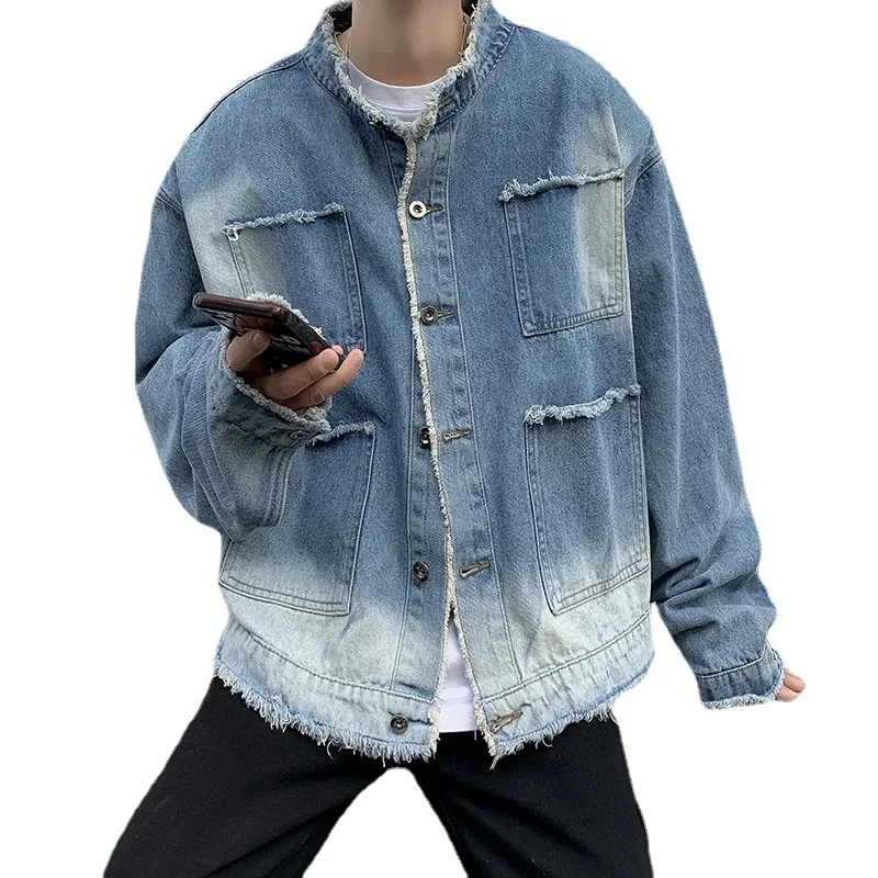 American Retro Hip Pop Raw Edg - Mens Fashion Denim Jacket recension och pris