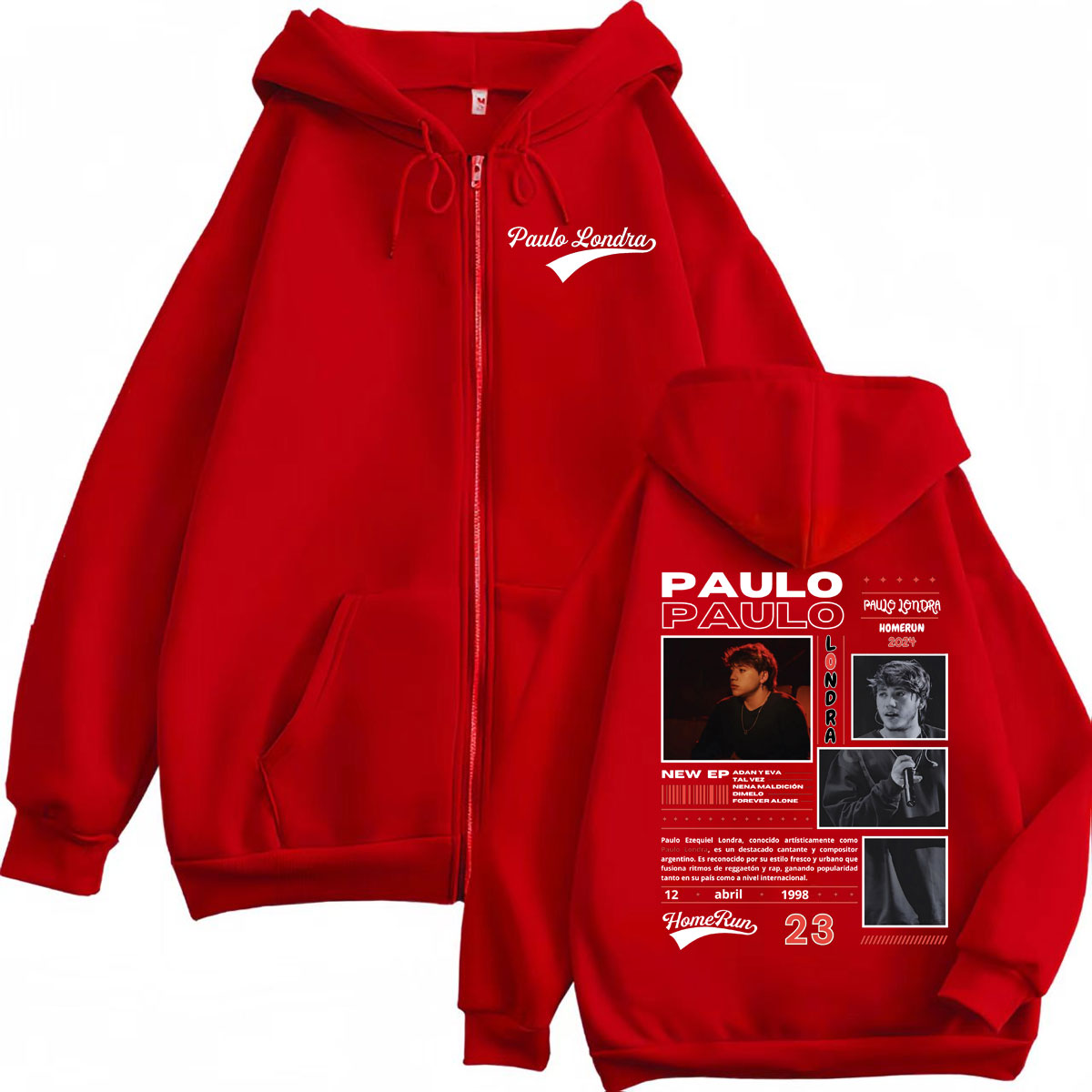 Rapper Paulo Londra Homerun Al - Mens Fashion Zip Up Hoodies recension och pris