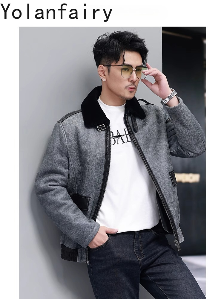 YOLANFAIRY Short Natural Fur C - Men'S Fashion Leather Jacket recension och pris