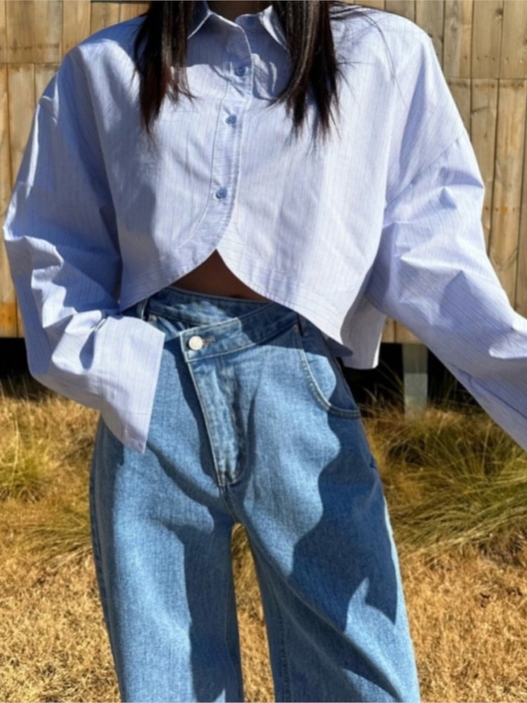 Autumn Striped Shirts Blouses  - Polo Shirt Slim recension och pris