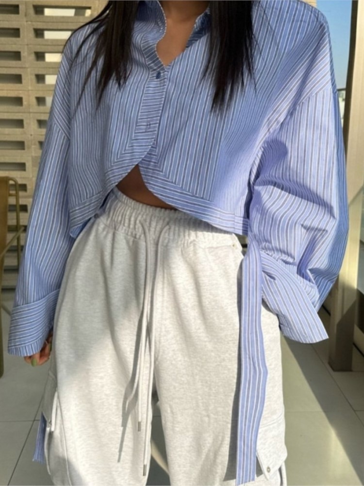 Autumn Striped Shirts Blouses  - Polo Shirt Slim recension och pris