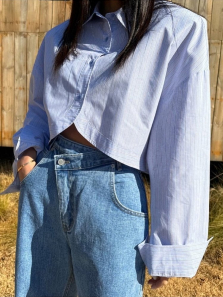Autumn Striped Shirts Blouses  - Polo Shirt Slim recension och pris