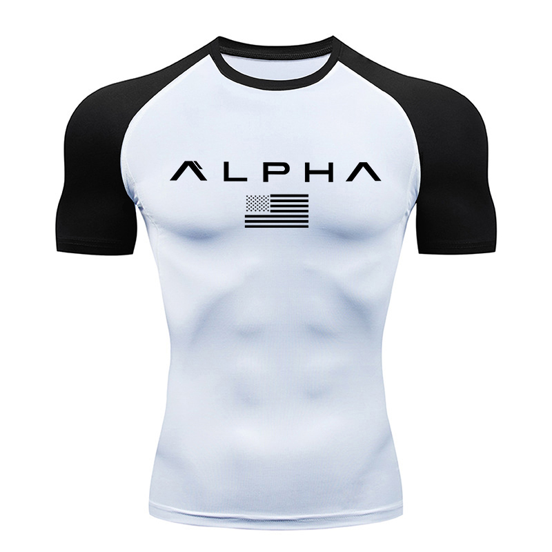 American Flag Print Short Slee - Compression Shirt Workout recension och pris