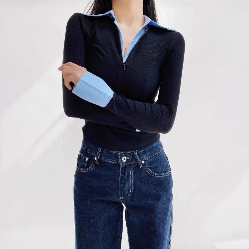 Polo Neck Fake Two Contrast Pa - Polo Shirt Slim recension och pris
