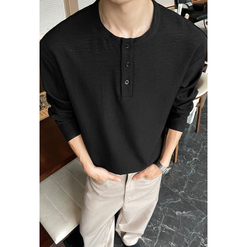 Mens Casual Faux Linen Henley  - Mens Fashion Casual recension och pris