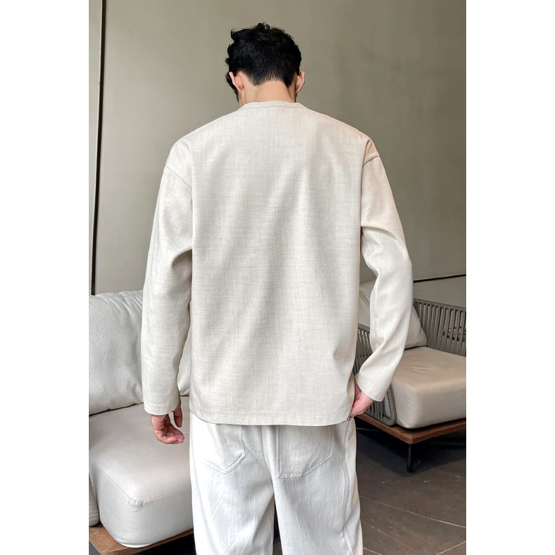 Mens Casual Faux Linen Henley  - Mens Fashion Casual recension och pris