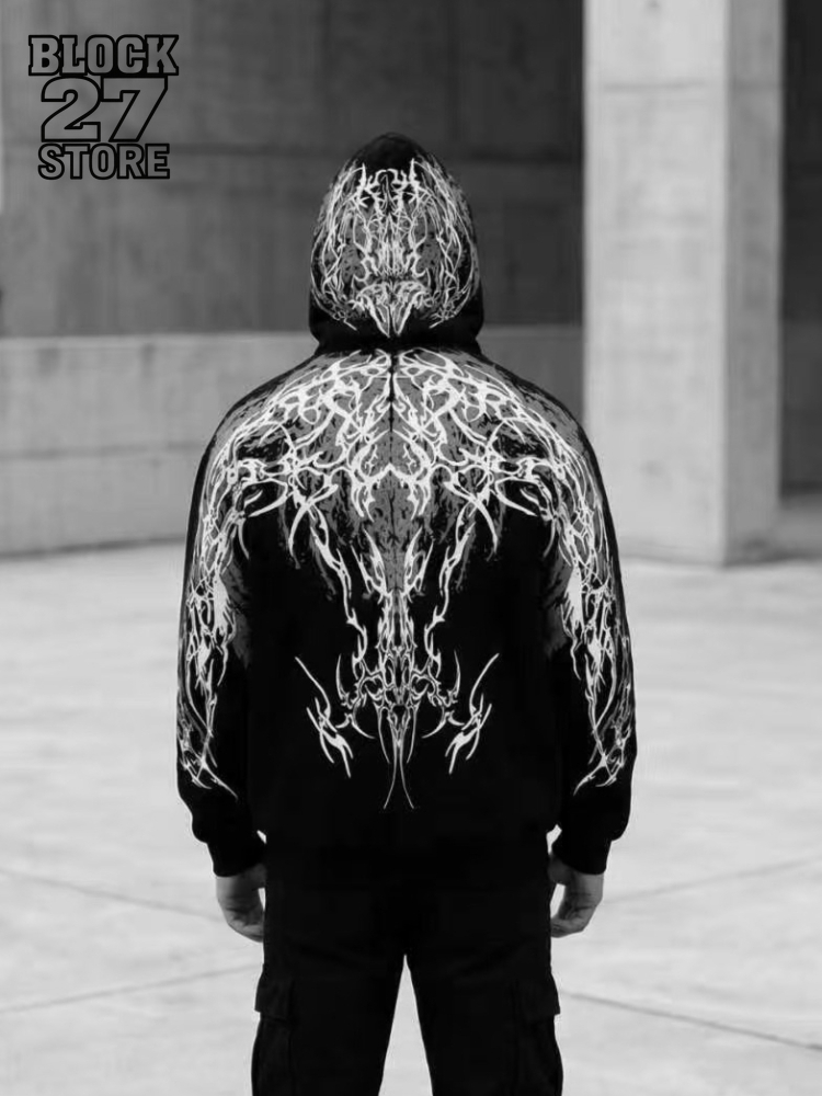Mens Hoodie Harajuku Y2K Stree - Mens Fashion Zip Up Hoodies recension och pris