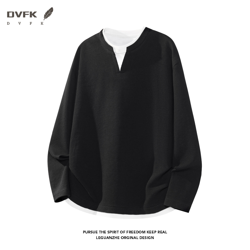 Men Fake Two Piece Long Sleeve - Mens Fashion Casual recension och pris