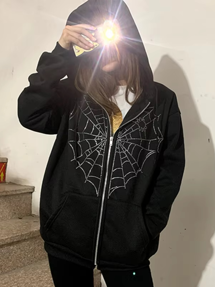 Punk Y2K Oversized Zip Up Hood - Mens Fashion Zip Up Hoodies recension och pris