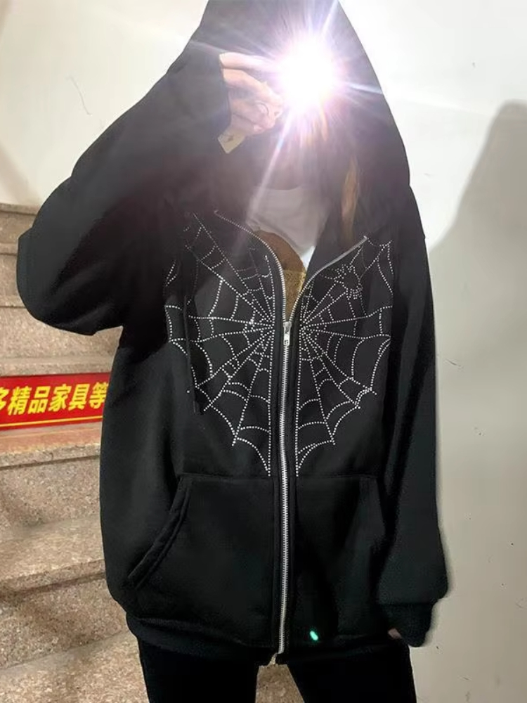 Punk Y2K Oversized Zip Up Hood - Mens Fashion Zip Up Hoodies recension och pris