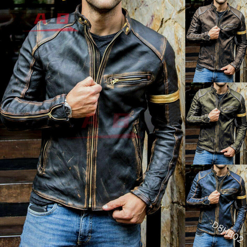 Motorcycle Retro Leather Jacke - Men'S Fashion Leather Jacket recension och pris