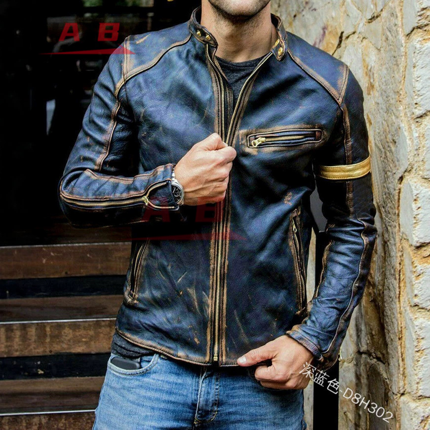 Motorcycle Retro Leather Jacke - Men'S Fashion Leather Jacket recension och pris