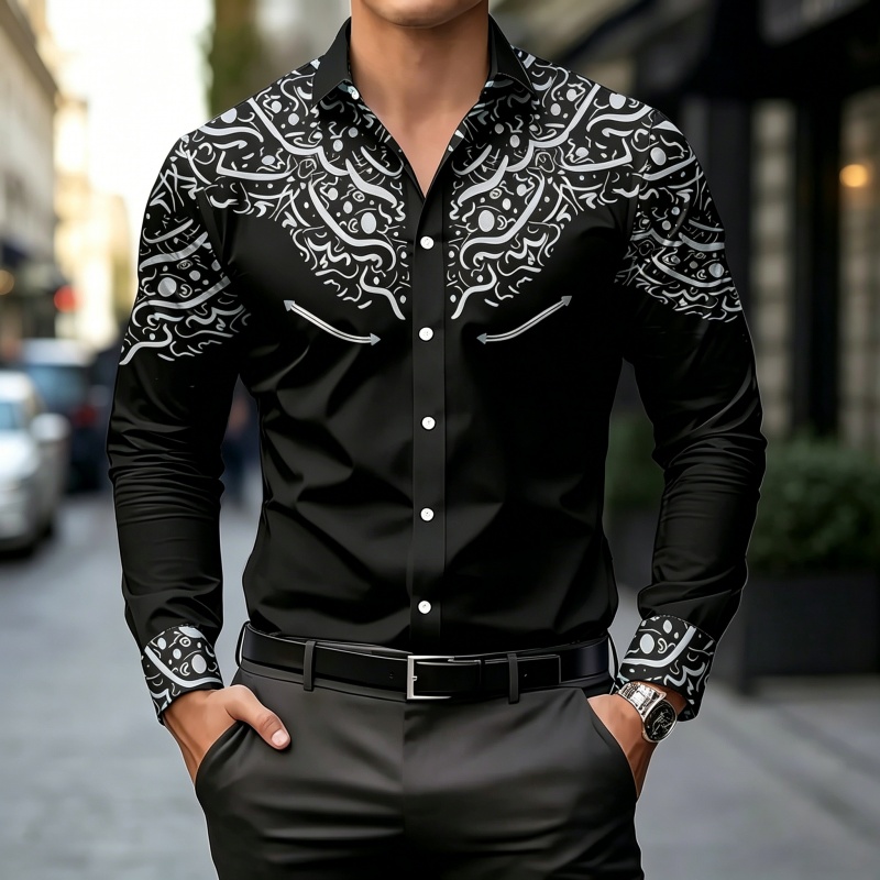 Black and White Contrast Print - Mens Fashion Casual recension och pris