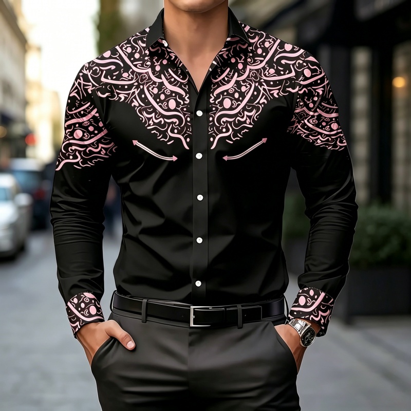Black and White Contrast Print - Mens Fashion Casual recension och pris
