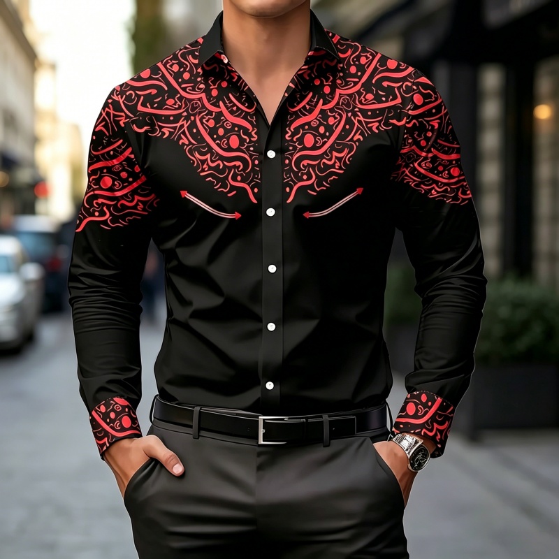 Black and White Contrast Print - Mens Fashion Casual recension och pris