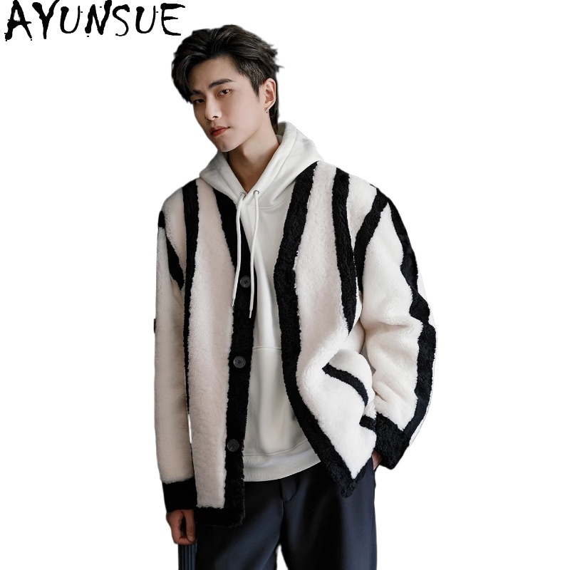 AYUNSUE New Fashion Real Fur C - Men'S Fashion Leather Jacket recension och pris