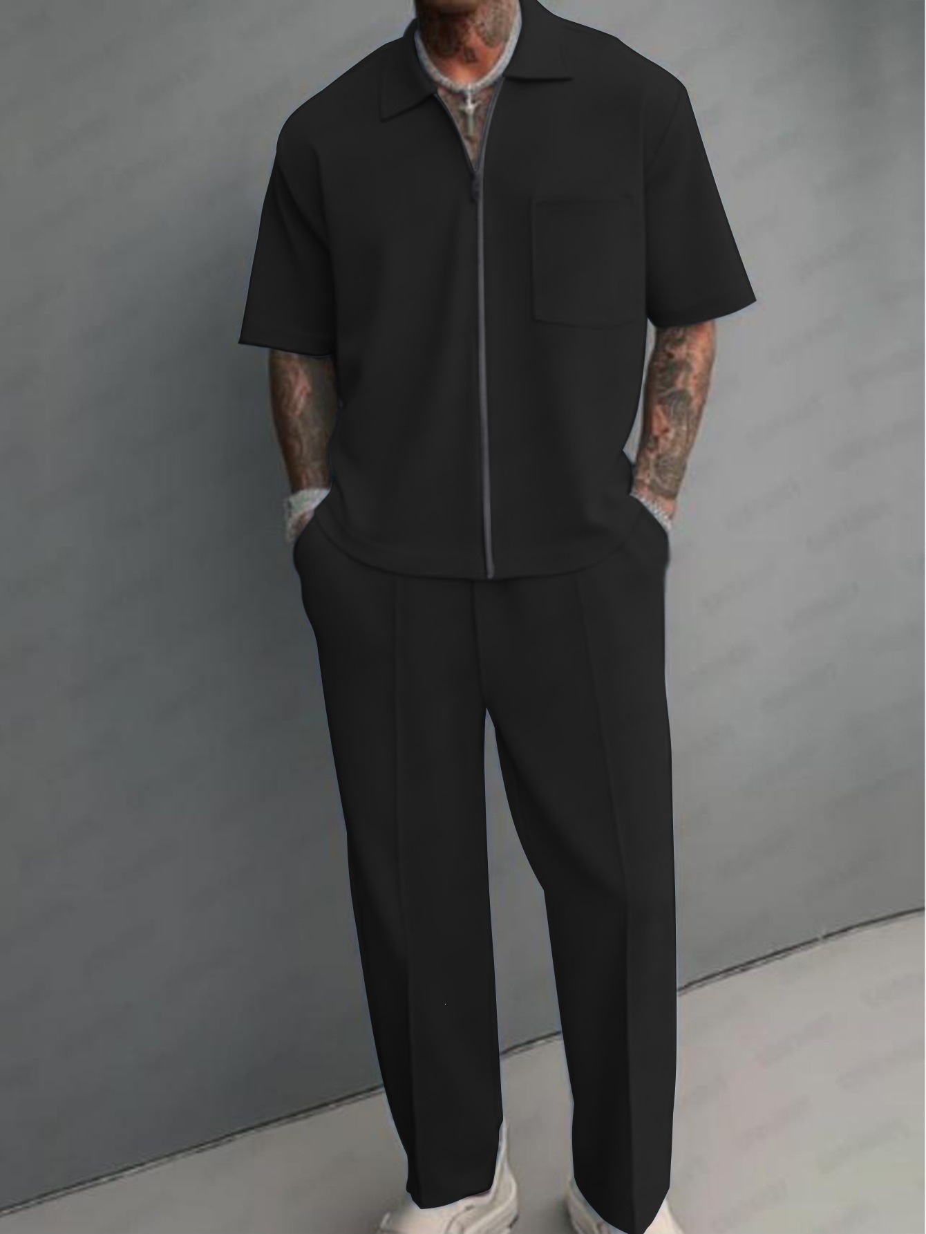 Men 2 Piece Outfits Half Zip P - Men'S Fashion Polo recension och pris