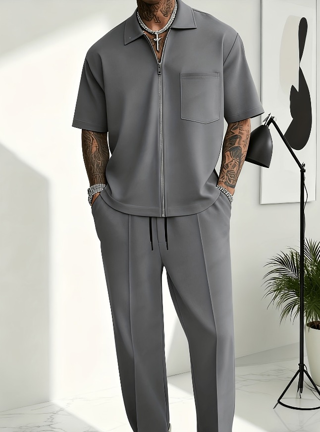 Men 2 Piece Outfits Half Zip P - Men'S Fashion Polo recension och pris