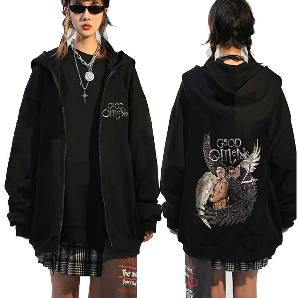 Good Omens Zipper Hoodies Men  - Mens Fashion Zip Up Hoodies recension och pris