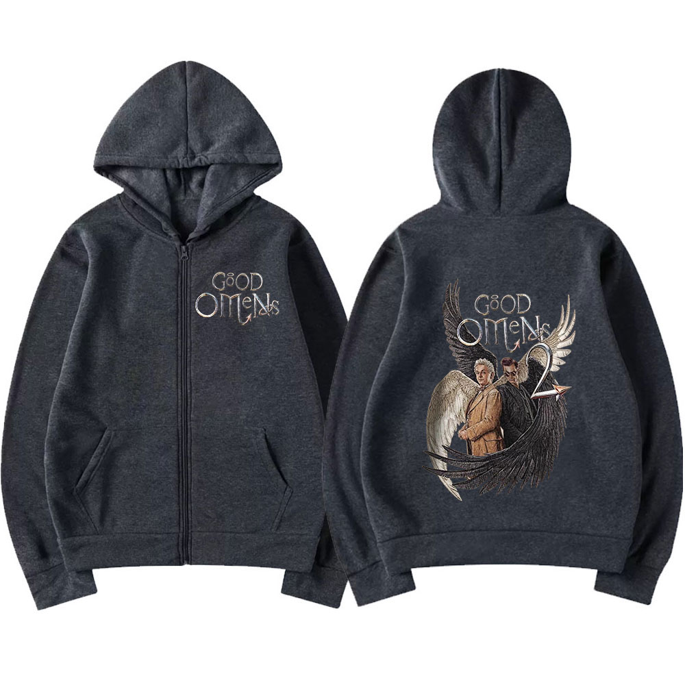 Good Omens Zipper Hoodies Men  - Mens Fashion Zip Up Hoodies recension och pris