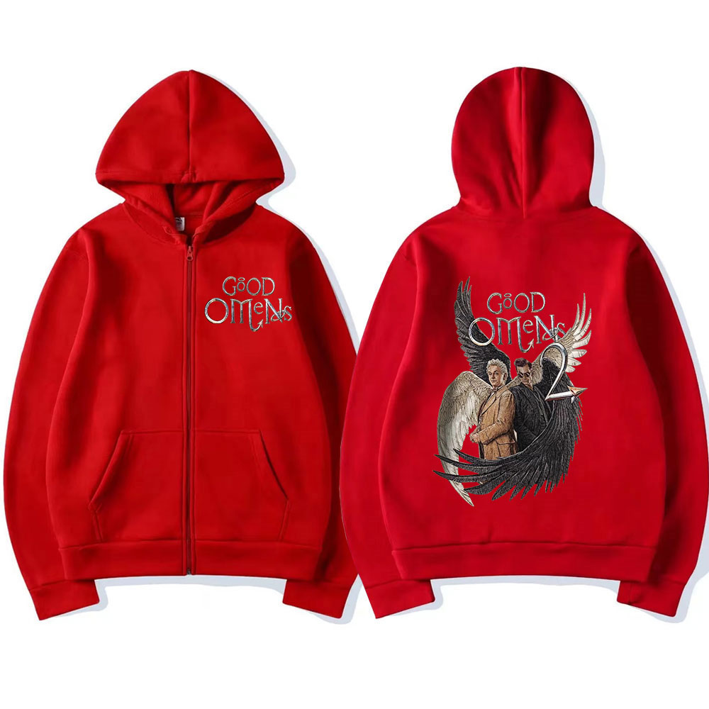 Good Omens Zipper Hoodies Men  - Mens Fashion Zip Up Hoodies recension och pris